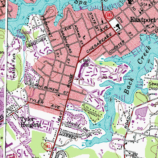 Topographic Map of Saint Lukes Chapel, MD