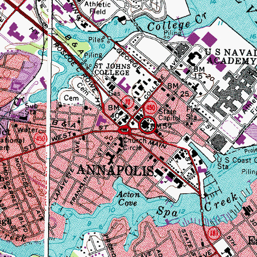 Topographic Map of Saint Annes Episcopal Church, MD