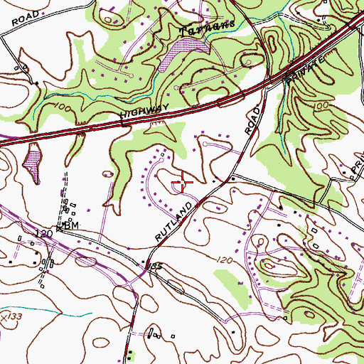 Topographic Map of Rutland Estates, MD