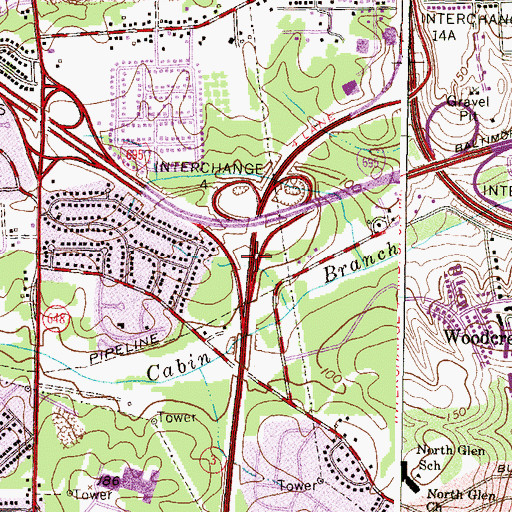 Topographic Map of Interchange 17, MD