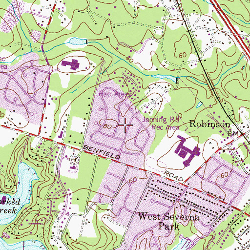 Topographic Map of Severna Forest, MD