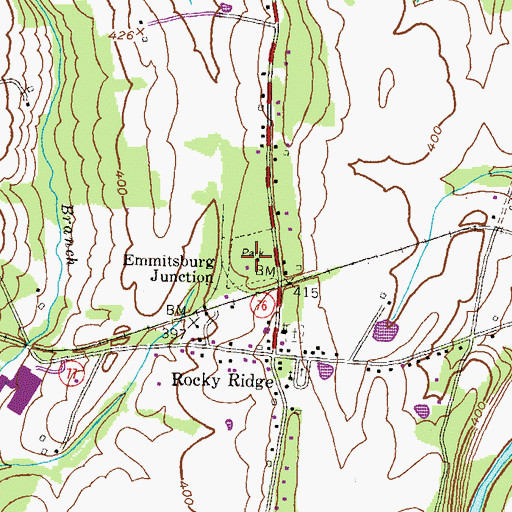 Topographic Map of Rocky Ridge Park, MD