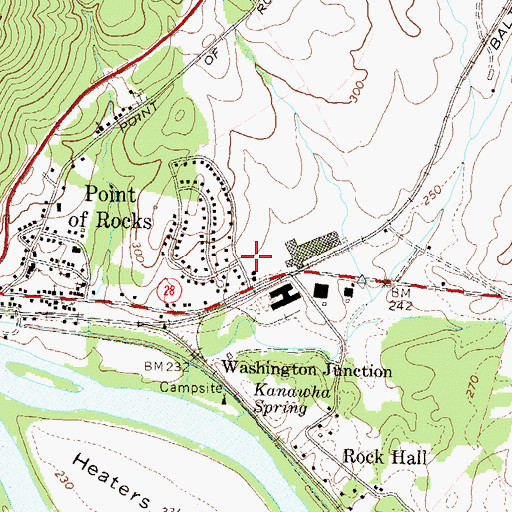 Topographic Map of Point of Rocks Post Office, MD