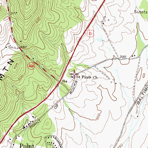 Topographic Map of Saint Pauls Cemetery, MD