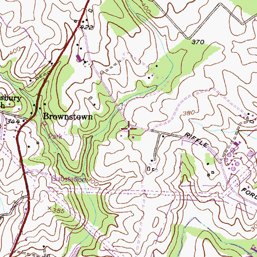 Topographic Map of Brownstown Estates, MD