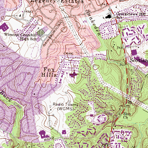 Topographic Map of McLean School of Maryland, MD
