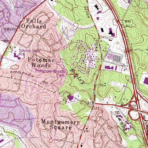 Topographic Map of Potomac Woods Park, MD