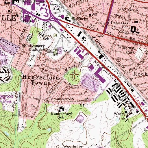Topographic Map of Dawson Park, MD