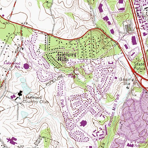 Topographic Map of Glenora Park, MD