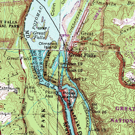 Topographic Map of Lock 18, MD