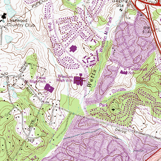 Topographic Map of Thomas S Wootton High School, MD
