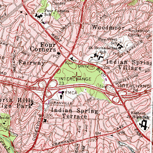 Topographic Map of Indian Spring Golf Club (historical), MD