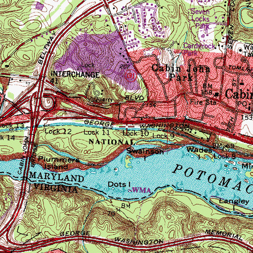 Topographic Map of Seven Locks, MD