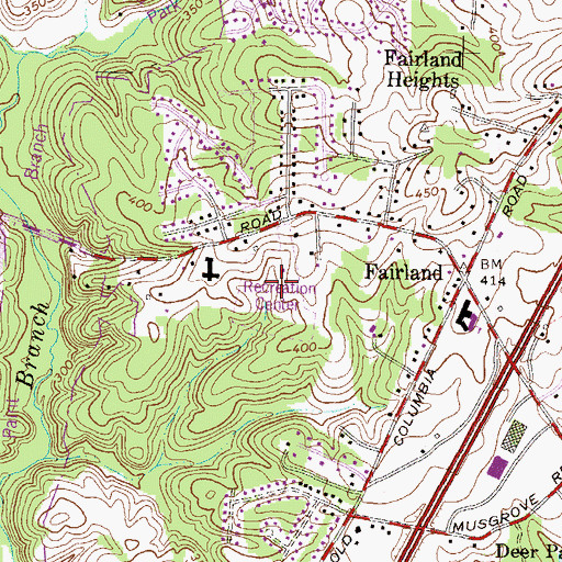 Topographic Map of West Fairland Park, MD