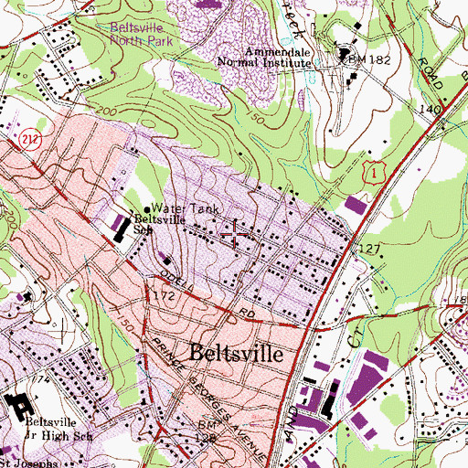 Topographic Map of Beltsville Heights, MD