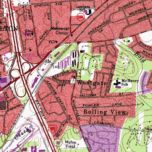 Topographic Map of Lanham United Methodist Church, MD