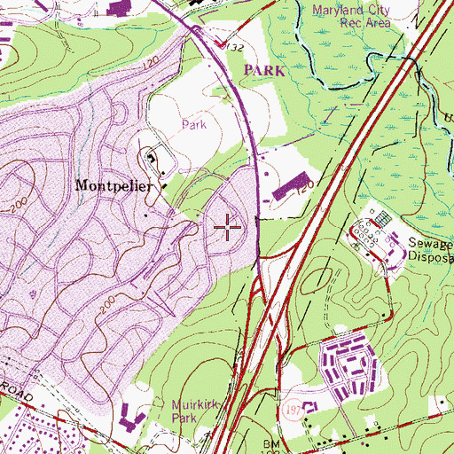 Topographic Map of Oxford Green, MD