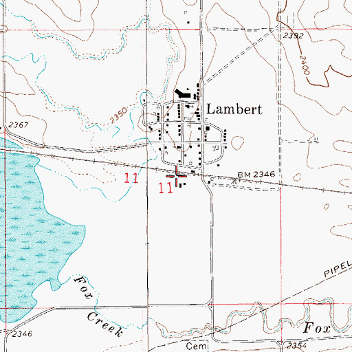 Topographic Map of Lambert (historical), MT