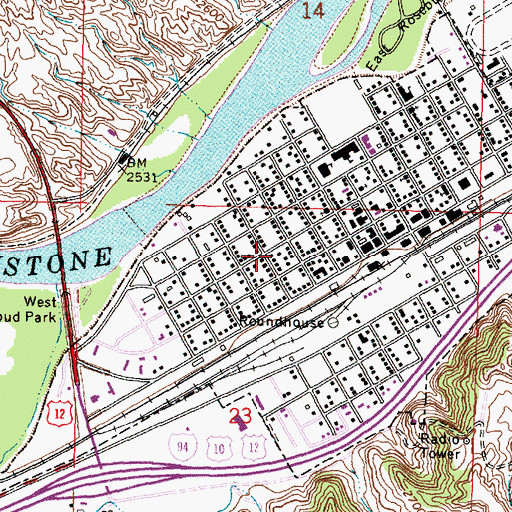 Topographic Map of Christian Science Society Church (historical), MT