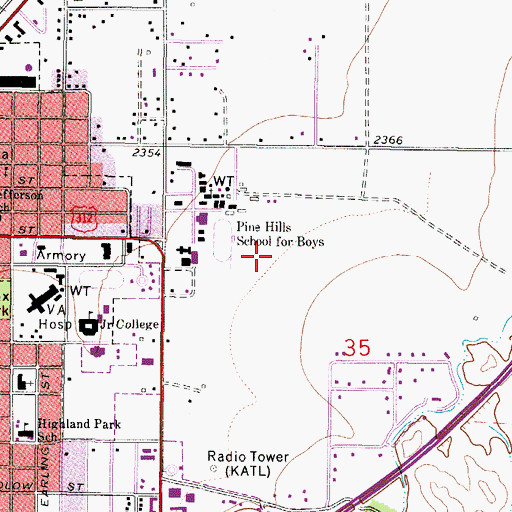 Topographic Map of Pine Hills School Cemetery, MT
