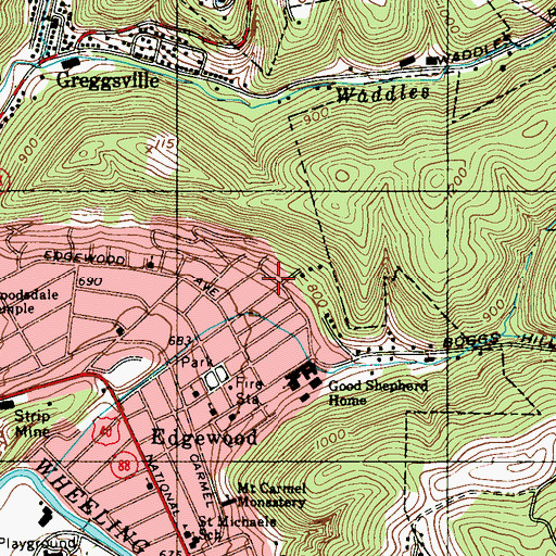 Topographic Map of Echo Point, WV