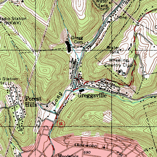Topographic Map of Greggsville Public School (historical), WV