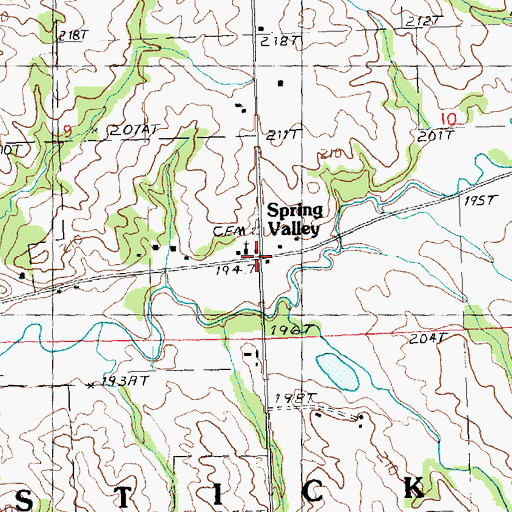 Topographic Map of Spring Valley, IL