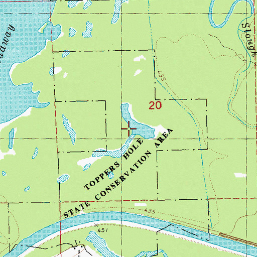 Topographic Map of Toppers Hole State Conservation Area, IL