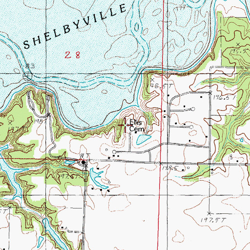 Topographic Map of Ellis Cemetery, IL