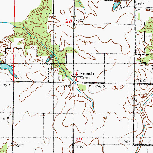 Topographic Map of French Cemetery, IL