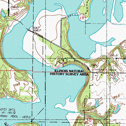 Topographic Map of Illinois Natural History Survey Area, IL
