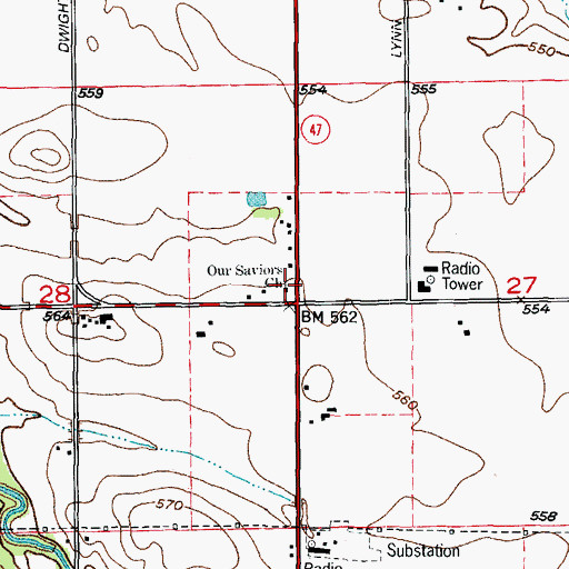 Topographic Map of Our Saviors Church, IL