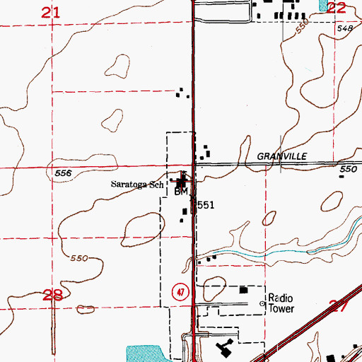 Topographic Map of Saratoga Elementary School, IL