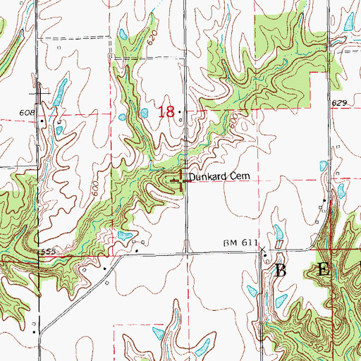 Topographic Map of Camp Creek Church of the Brethren (historical), IL