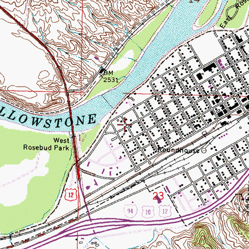 Topographic Map of VFW Park, MT