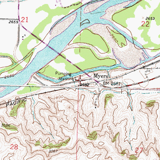 Topographic Map of Myers Post Office (historical), MT