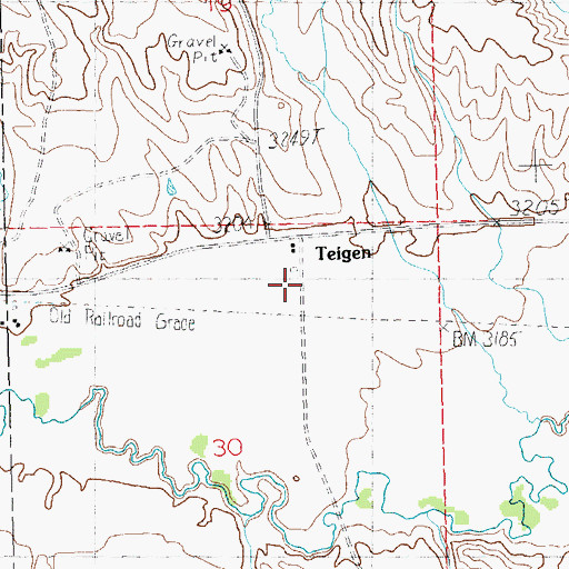 Topographic Map of Teigen Post Office (historical), MT