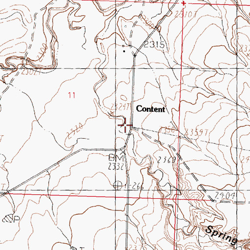 Topographic Map of Content Post Office (historical), MT