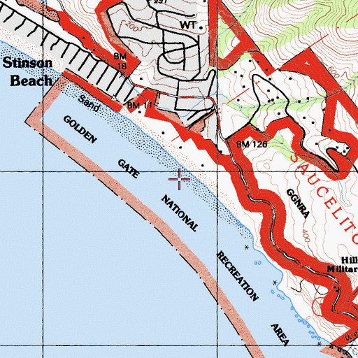 Topographic Map of Stinson Beach, CA