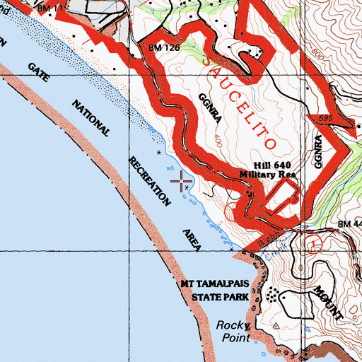 Topographic Map of Red Rock Beach, CA