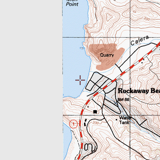 Topographic Map of Rockaway Beach, CA