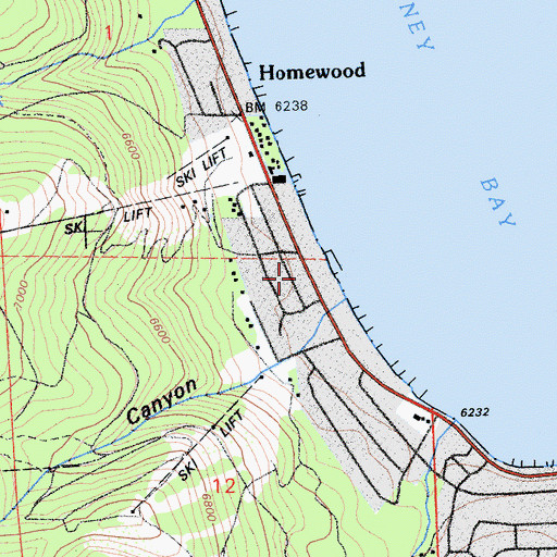 Topographic Map of Homewood Post Office, CA