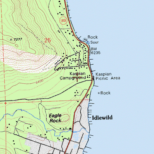 Topographic Map of Kasian Recreation Area, CA