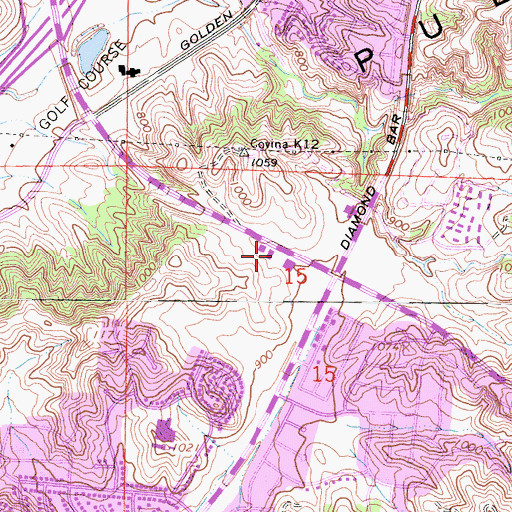 Topographic Map of Diamond Bar Branch County of Los Angeles Public Library, CA