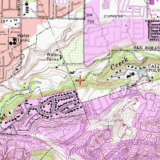 Topographic Map of Walnut Creek Park, CA
