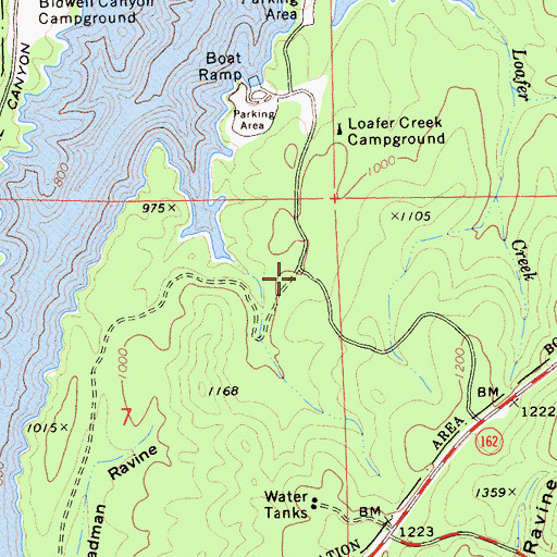 Topographic Map of Loafer Creek Recreation Area, CA