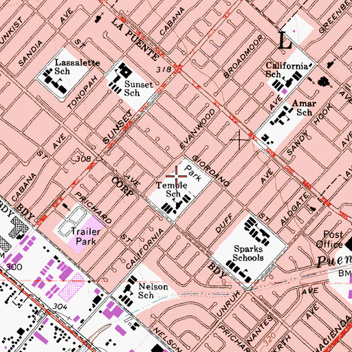 Topographic Map of Allen J Martin Park, CA