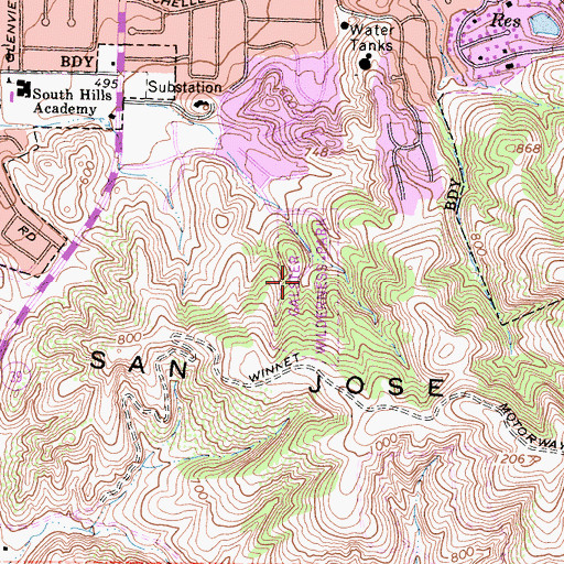 Topographic Map of Galster Wilderness Park, CA
