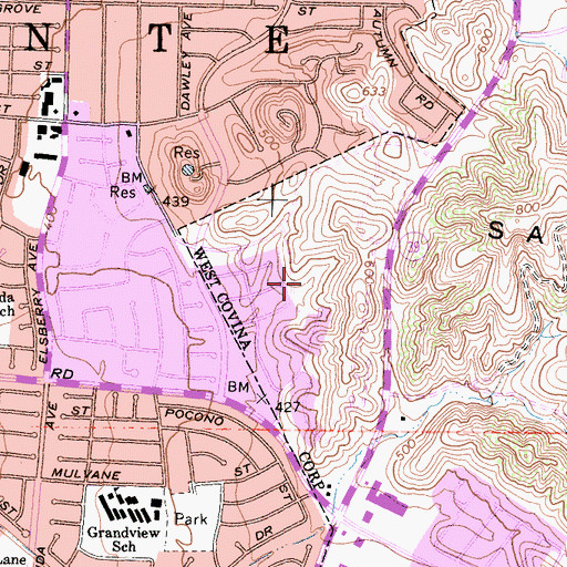 Topographic Map of Woodgrove Park, CA