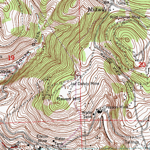 Topographic Map of Blue Flag Mine, CO